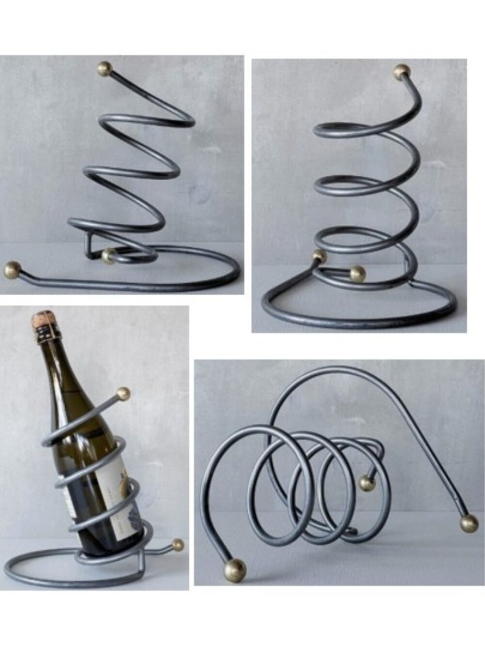 Rare Find Postmodern Style, Vintage Spiral Wavy Wine Bottle Tabletop Holder